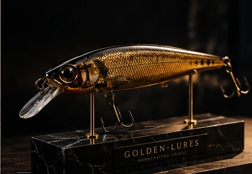 Goldener Wobbler auf schwarzem Steinsockel
